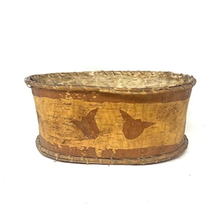 Great Lakes American Indian Birch Bark Basket Vintage / Antique Birch Bark Basket Great Lakes American Indian