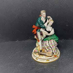 Victorian Porcelain Couple Figurine Occupied Japan Vintage / Antique Victorian Man and Women Porcelain Figurine