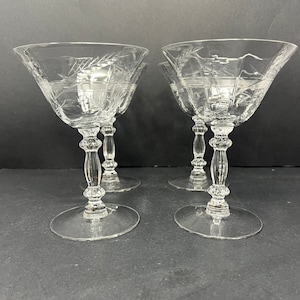 4 Cambridge Corella Sherbet Champagne Glass Vintage 5 5/8&quot; / Antique Sherbet Champagne Glass Cambridge Corella