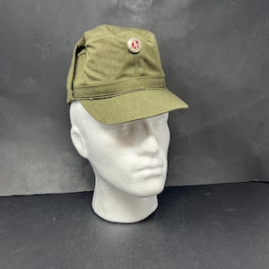 German Army Military winter Green Field Hat Cap Size 57 Vintage / Antique Field Cap German Army