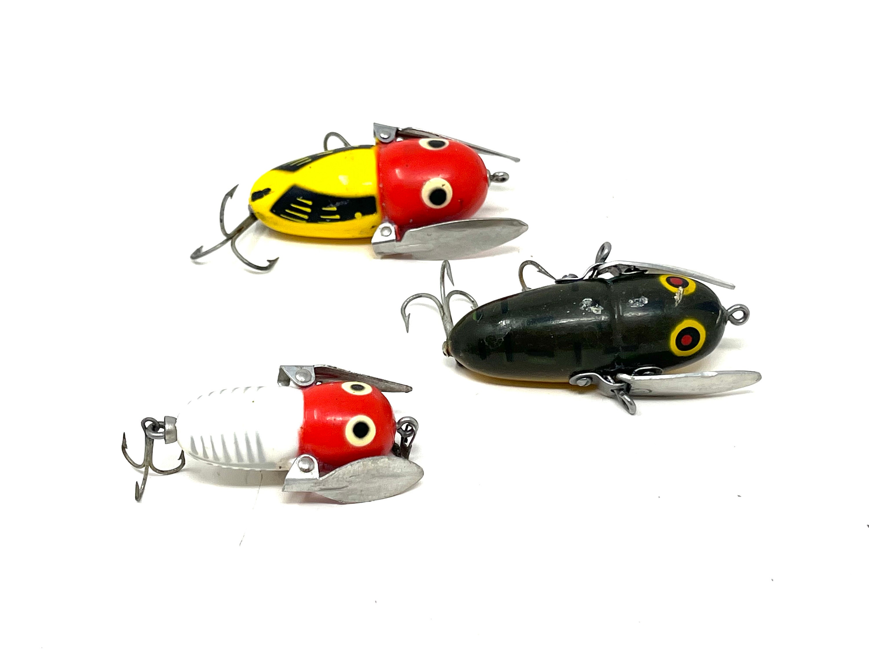 3 Vintage Heddon Crazy Crawler Fishing Lure / Antique Heddon Crazy