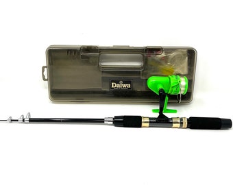 Daiwa Fishing Travel Kit with Telescoping Rod and Reel Marked Study Reel /  Fishing Daiwa Travel Kit with Rod and Reel