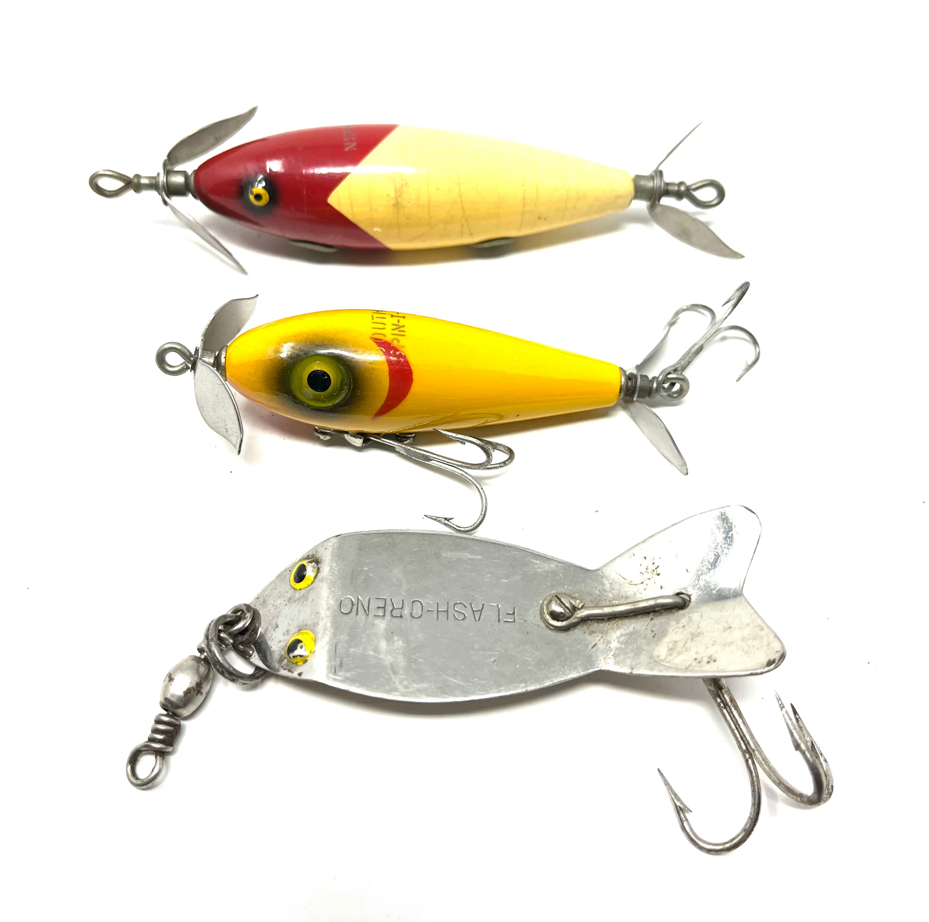 3 Vintage South Bend Fishing Lures / Antique Fishing Lure / South Bend Flash  Oreno / South Bend Nip I Diddee / South Bend Spin I Diddee 