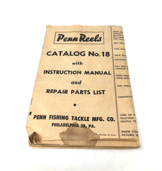 Vintage Penn Reels Salt Water Reel Catalog No 18 / Antique Fishing Reel  Catalog Penn Reels 