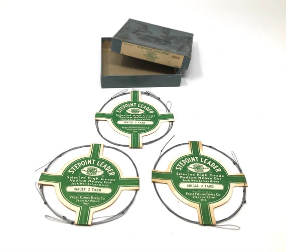 3 Vintage Stepoint Fishing Leaders on Cards in Original Store Box / Antique  Fishing Leaders Stepoint 