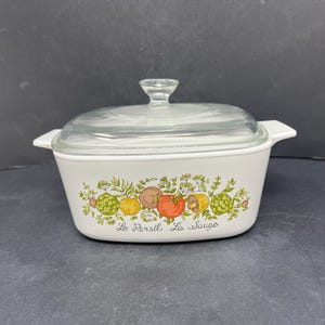 Corningware White Spice of Life Le Persil La Sauge Auflaufform mit Deckel A-1 1/2-B 1,5 Liter Vintage Deckelauflauf Corningware