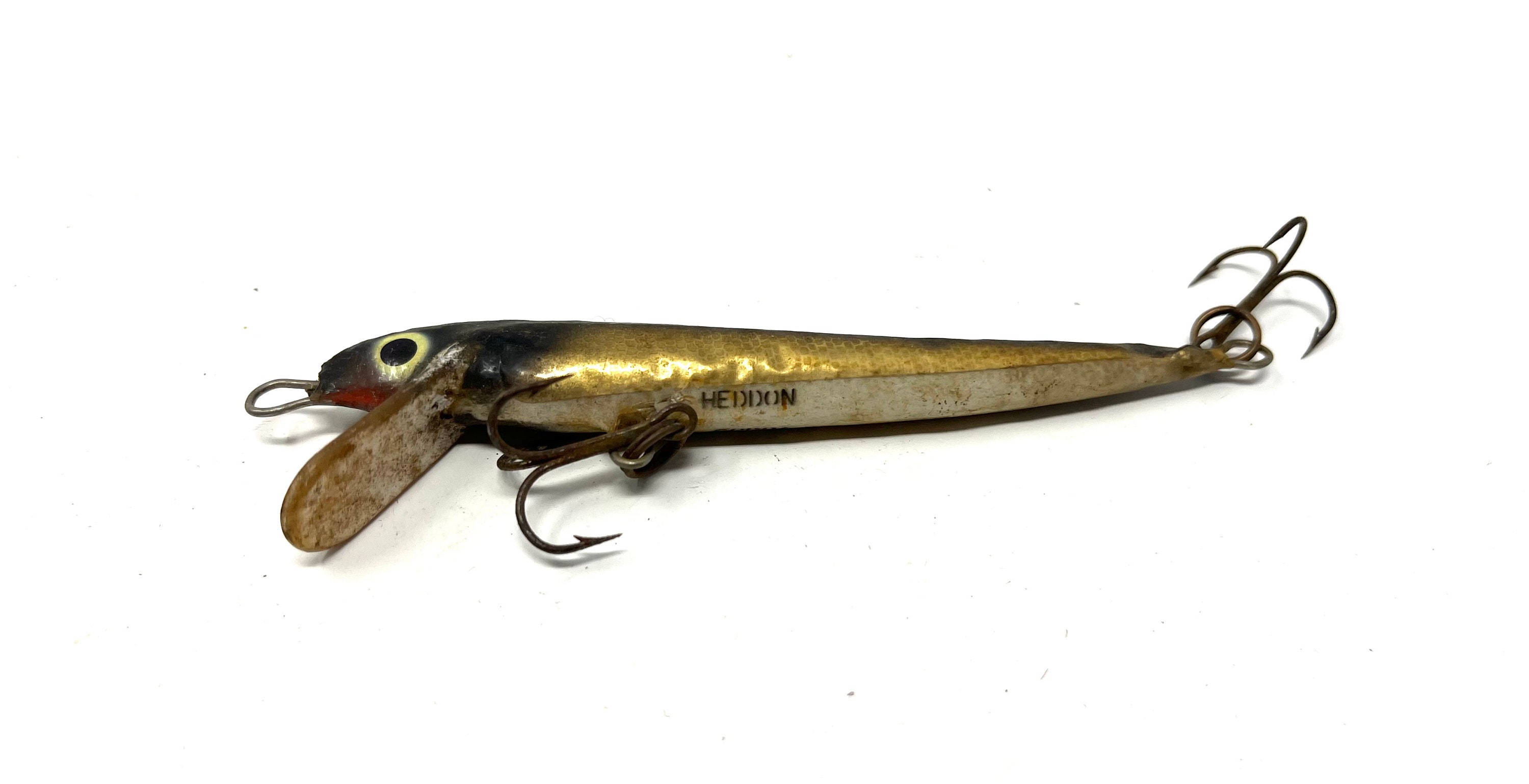 Vintage Heddon Cobra Black White & Gold Dual Hook Jerkbait Fishing Lure