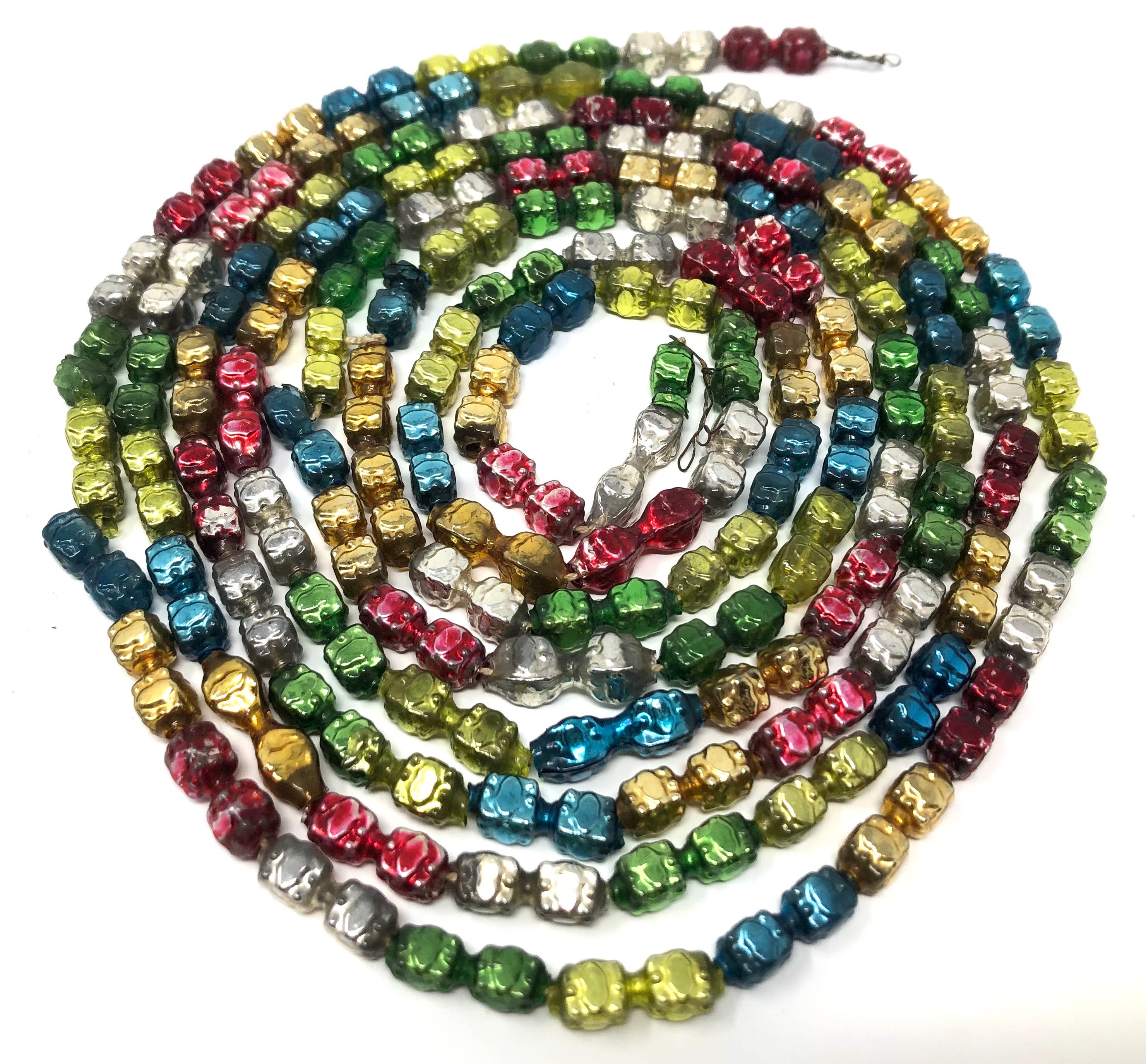 Antique Mercury Glass Bead Garland Multi Colored / Vintage Etsy