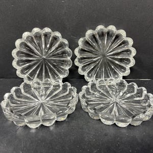 4 Vintage Heisey Crystolite Clear Glass Coasters