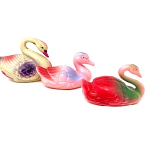 3 Celluloid Swans Vintage / Antique Celluloid Swan Figure / Vintage Celluloid Swans / Antique Celluloid Duck