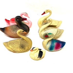 7 Celluloid Swans Vintage / Antique Celluloid Swan Figure / Vintage Celluloid Swans / Antique Celluloid Duck