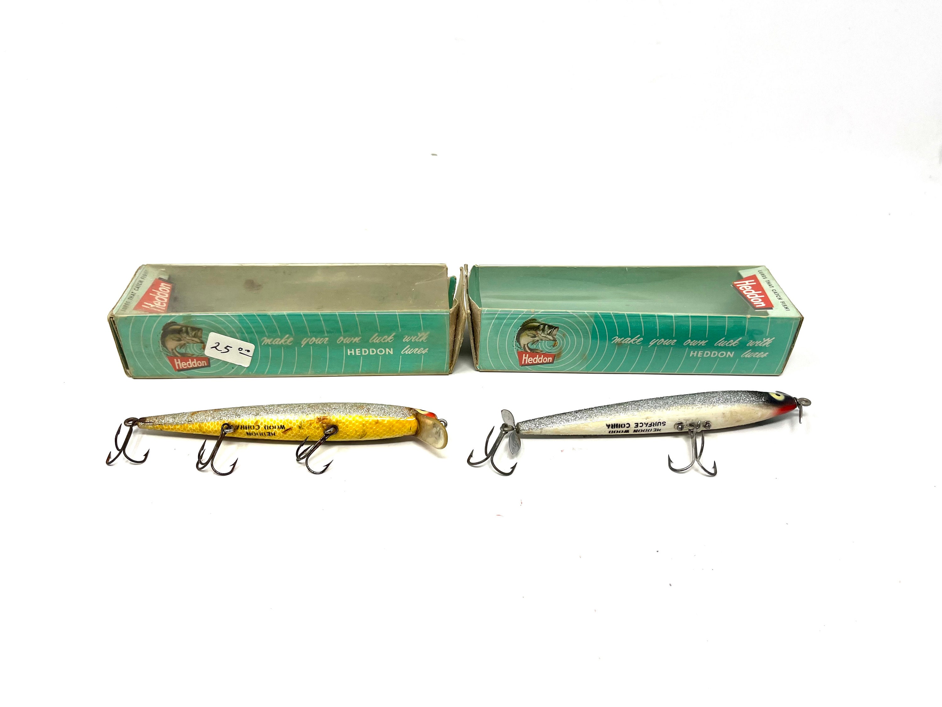 2 Vintage Heddon Cobra Fishing Lure With Original Box / Antique