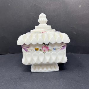 vintage Westmoreland milk glass candy dish, ball and swirl