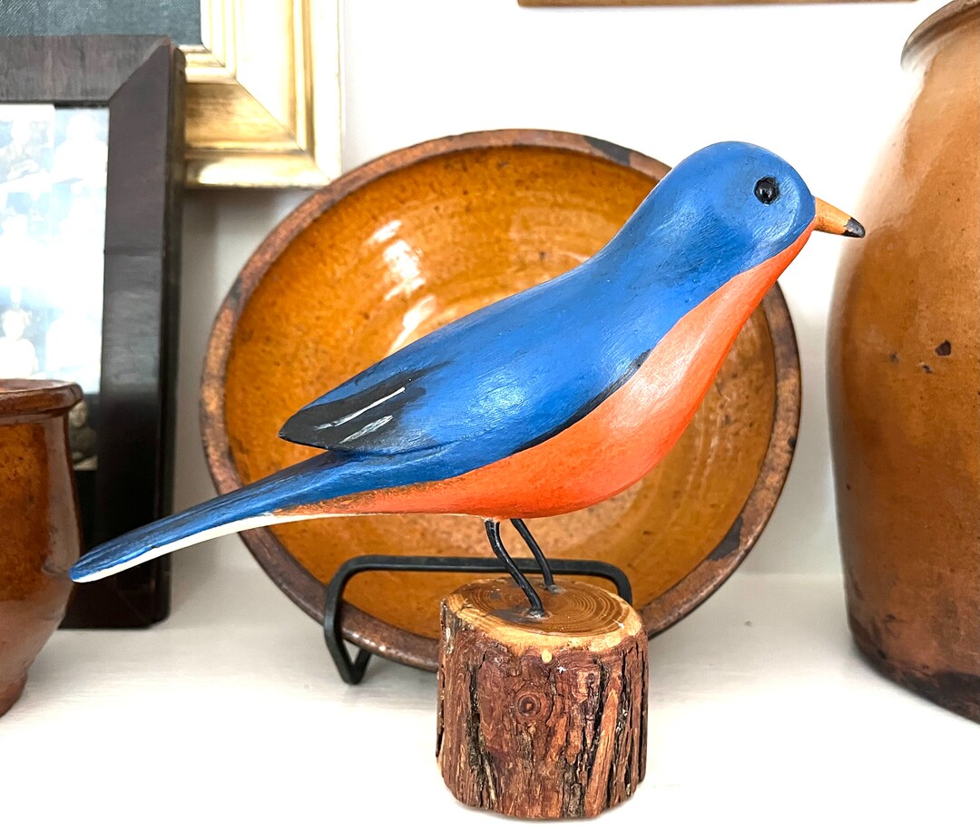 Carved Bluebird / Carved Bird Statue / Bluebird Bird Lover - Etsy