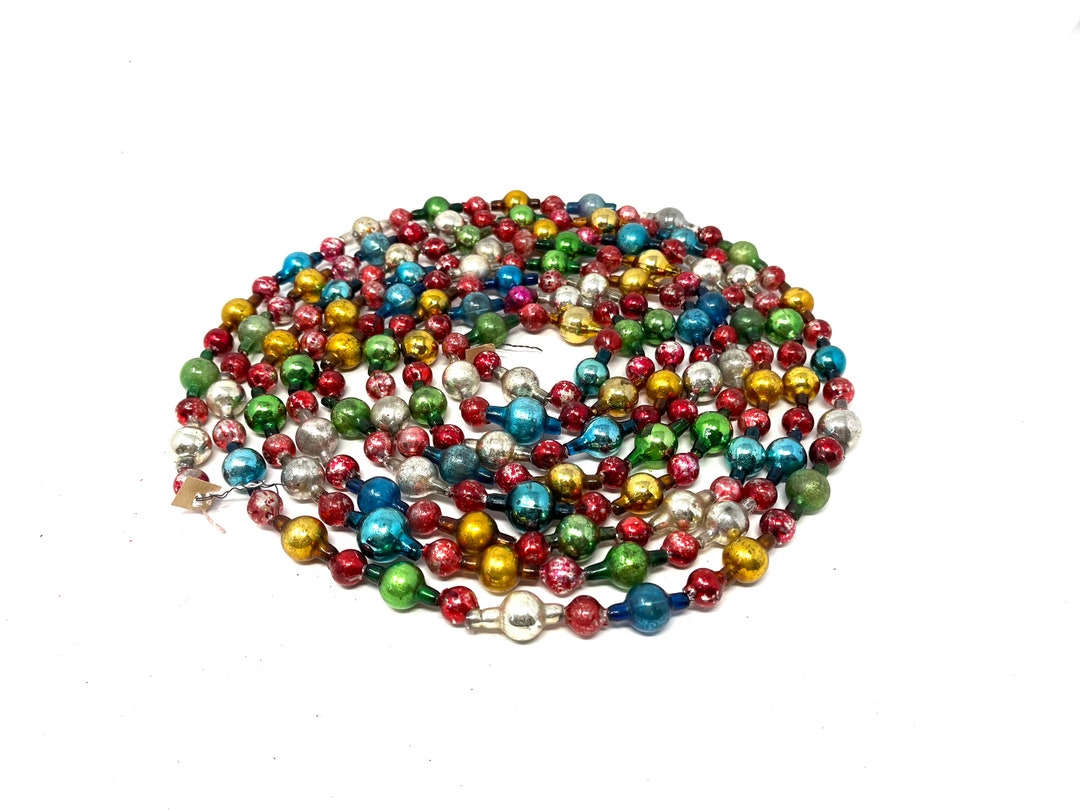 Antique Mercury Glass Bead Garland Multi Colored / Vintage Etsy