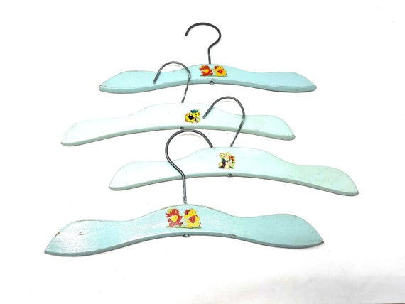 4 Vintage Childs Hangers Old Wood Hangers Little Boy Hanger / Antique Mini Hanger  Kids 