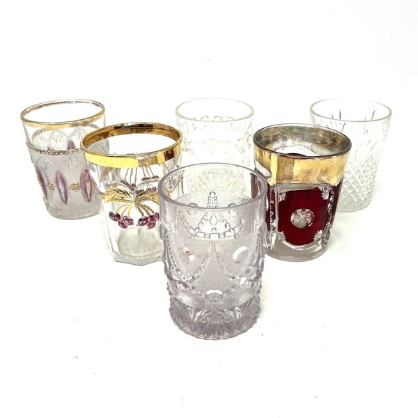 6 Vintage EAPG Miscellaneous Clear Tumblers / Antique Early American Pattern Glass Tumbler