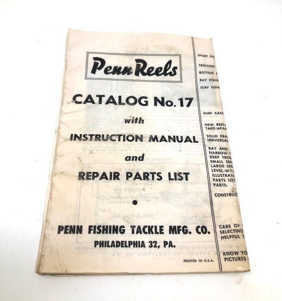 Vintage Penn Reels Salt Water Reel Catalog No 17 / Antique Fishing Reel  Catalog Penn Reels 
