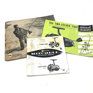 3 Mitchell Spinning Reel Instruction and Parts Manuals Vintage / 2 Antique Mitchell Spinning Reel Manuals