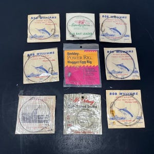 Vintage Fishing Leaders with Hooks: Antique Fishing Line Cards