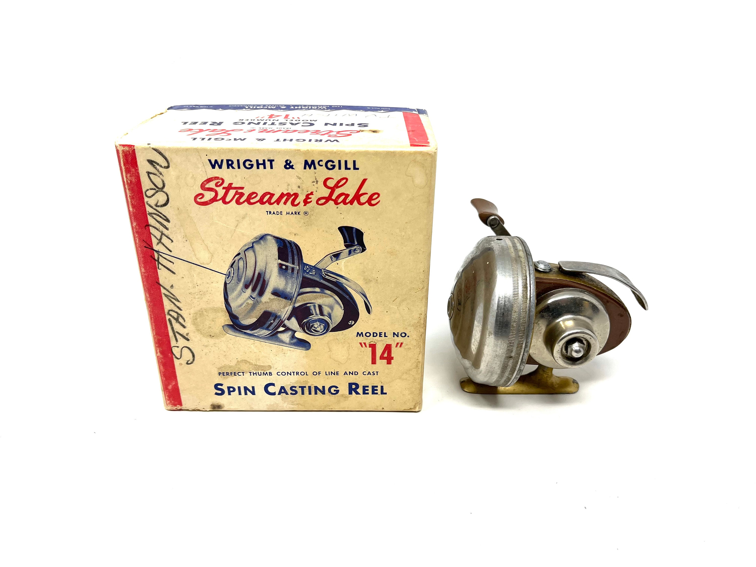 Vintage Wright and Mcgill Stream and Lake Model 14 Spin Casting Reel in  Original Box / Antique Spin Casting Reel Stream and Lake Model 14 