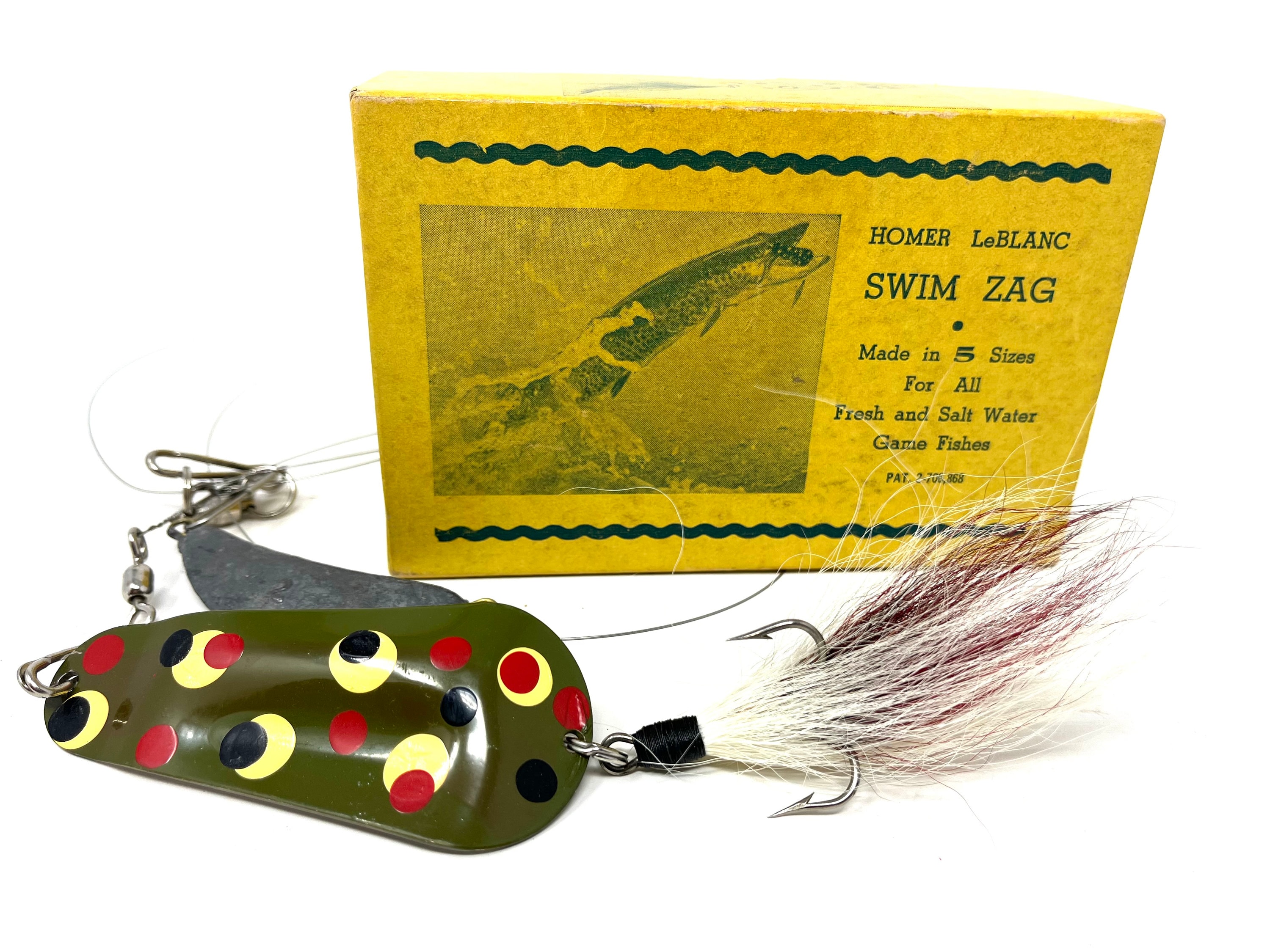 Vintage Homer Leblanc Swim Zag Muskie Fishing Lure With Original Box / Antique  Fishing Lure Homer Leblanc Zag Muskie 