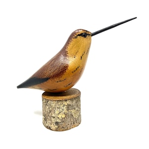 Carved Woodcock / Carved Bird Statue / Woodcock Carved for Christmas Gift / Woodcock Wood Carving /  Jim Slack Wood Carving