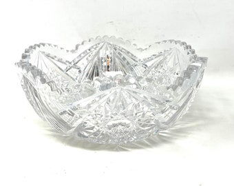 Vintage ABP American Brilliant Cut Glass Crystal Dessert Finger Bowl 5 1/8" / Antique Crystel Dessert Finger Bowl