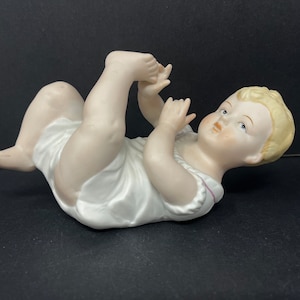 Piano Baby Porcelain Figuine Vintage / Antique Bisque Piano Baby