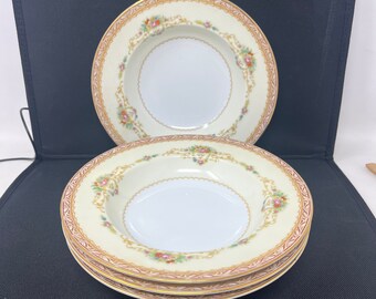 4 Noritake N77 Rimmed Soup Bowl Occupied Japan Vintage / Antique Rimmed Soup Bowl Noritake N77