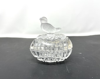Vintage Hofbauer Byrdes Lead Crystal Trinket Box with Lid - 3 1/2"