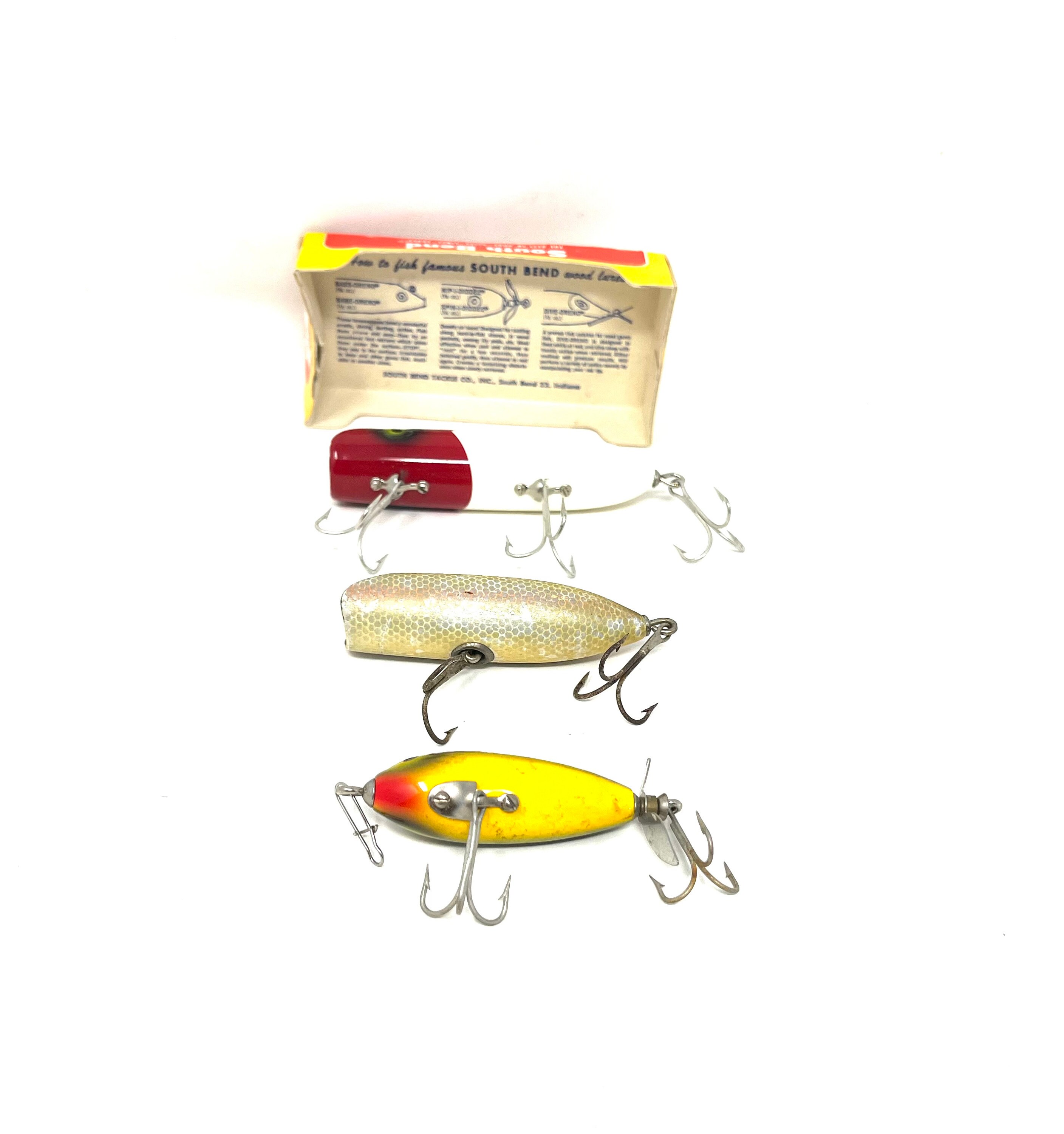 Leurre De Pêche Vintage South Bend – Modèle 677 XX, Or, Bois, Dans Boîte D'origine (stock Ancien)