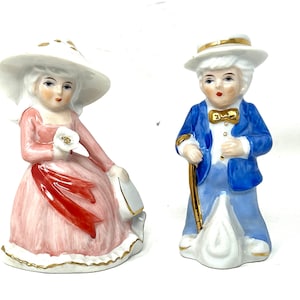 Vintage Porcelain Figurine Pair: Pinkie Girl and Blue Boy, 1950s
