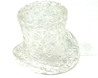Crystal Top Hat Buttons and Bows Vintage / Antique Crystal Glass Top Hat