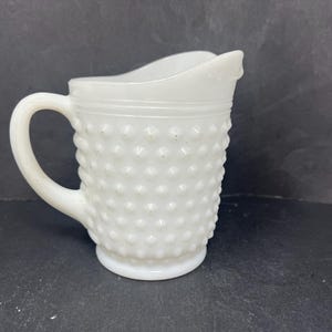 Anchor Hocking Hobnail Milk Glass Pitcher Vintage 5” / Antique Hobnail Milk Glass Pitcher Anchor Hocking