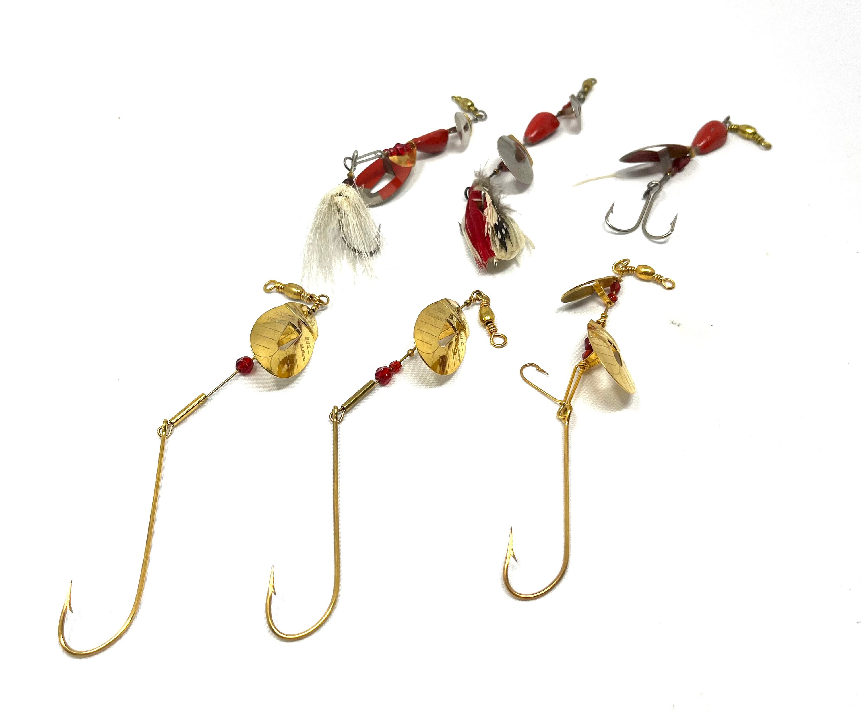 6 Vintage Pflueger June Bug Spinner Fishing Lure / Antique Fishing