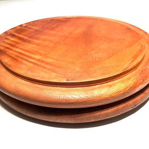 2 Acacia Wood Round Steak Platter Vintage / Antique Acacia Wood Steak Platter / Vintage Steak Plate