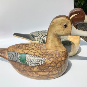 Vintage Stanley Podowicz Pintail Decoys: Pair of 1/2 Size Antique Duck Decoys