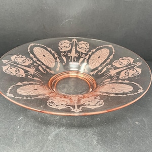 Cambridge Majestic Pink Depression Glass Centerpiece Bowl Vintage / Antique Centerpiece Bowl Pink Glass