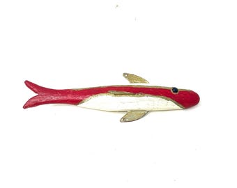 Antique Ice Spearing Fish Decoy: Minnesota Dark House Collectible