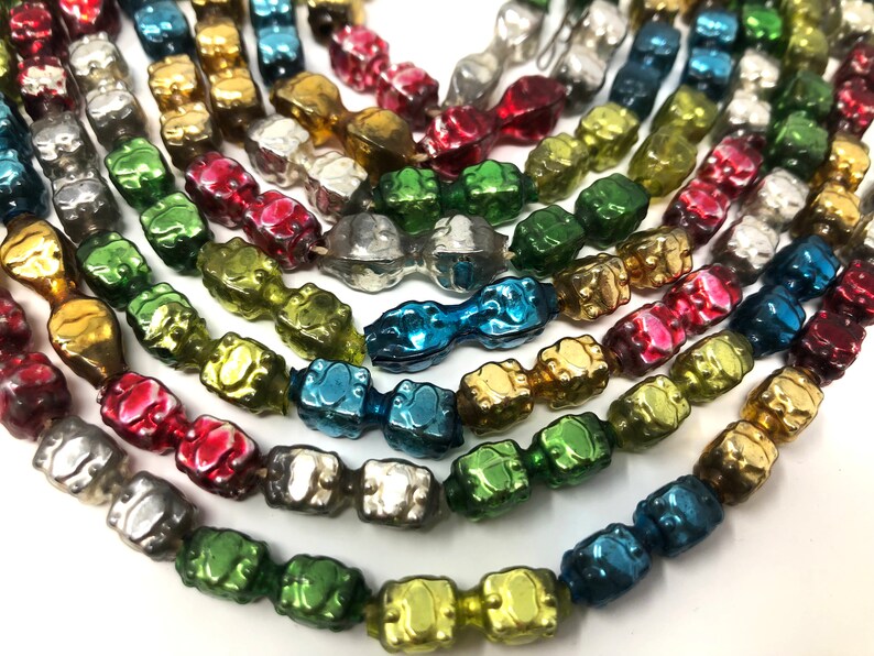 Antique Mercury Glass Bead Garland Multi Colored / Vintage Etsy
