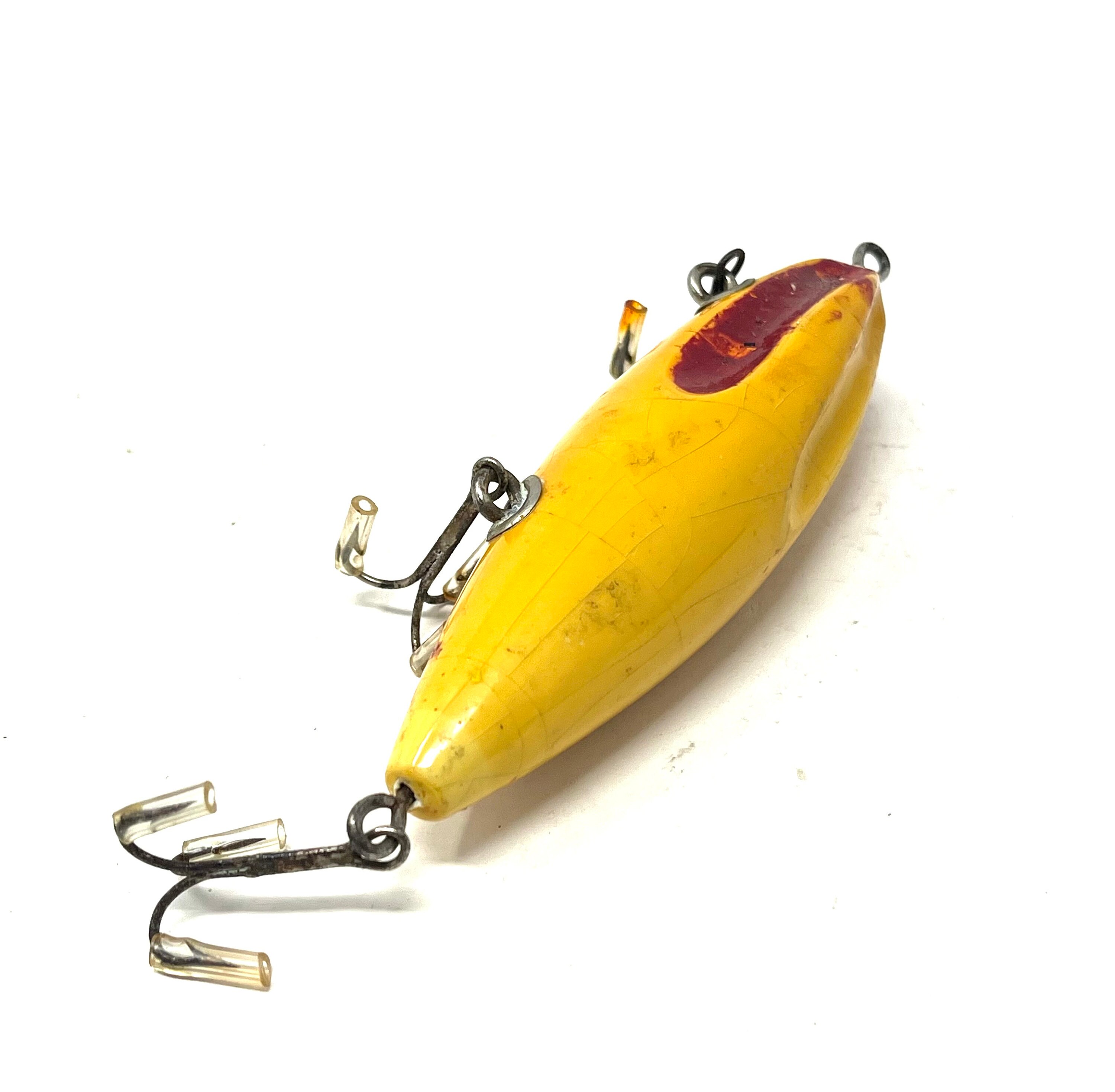 Ancien Leurre De Pêche Bomber En Bois – Crankbait Vintage (petits éclats De Peinture)