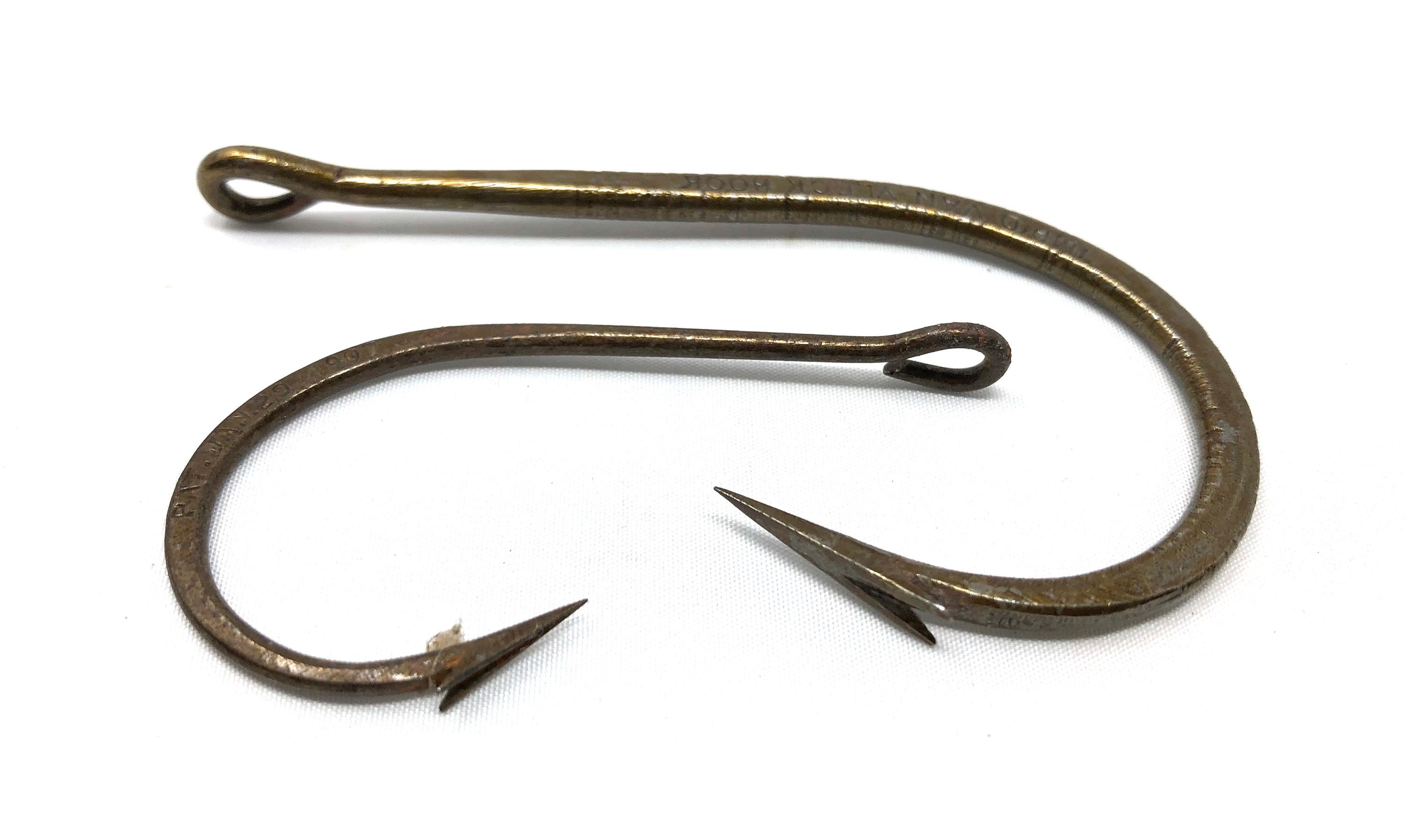 2 Vintage Sport Fishing Hooks / Antique Improved Van Vleck Fish