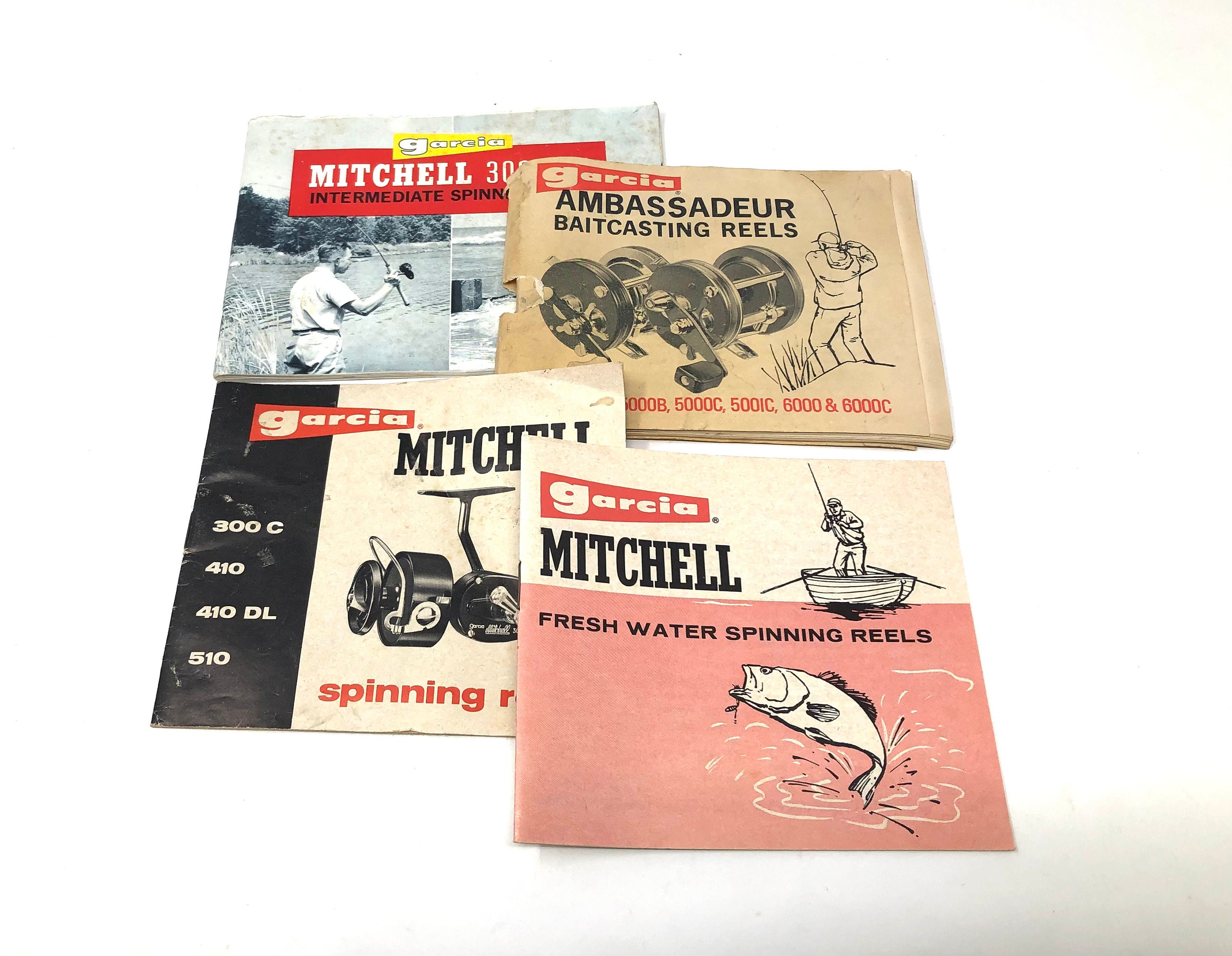 4 Vintage Garcia Mitchell Spinning Reel Instruction Manuals / Antique  Spinning Real Manuals Garcia Mitchell 