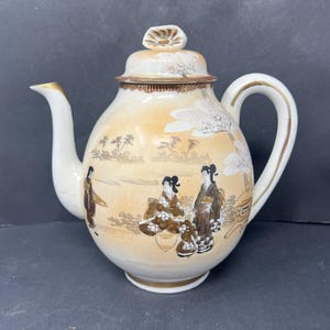 Vintage Japanese Hand-Painted Porcelain Teapot - Collectible Antique 8&quot;