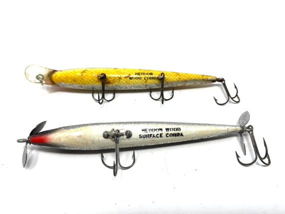 2 Vintage Heddon Cobra Fishing Lure With Original Box / Antique