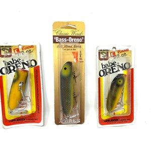 3 Vintage Fishing Lures in Unopened Blister Packs / Antique Bass O