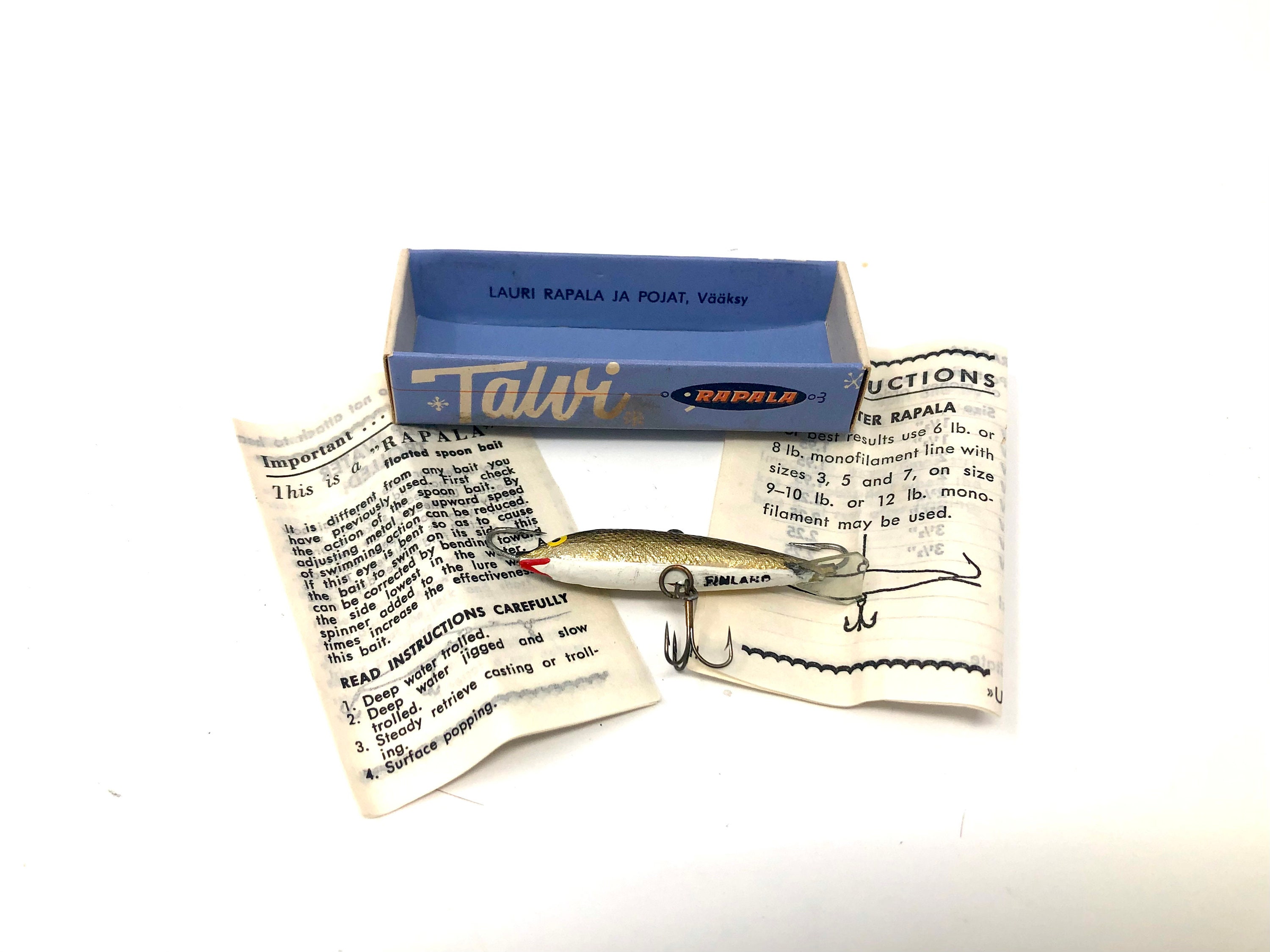Rapala Winter Wobbler Vintage Ice Fishing Lure with Box and Papers /  Antique Ice Fishing Lure Rapala Winter Wobbler
