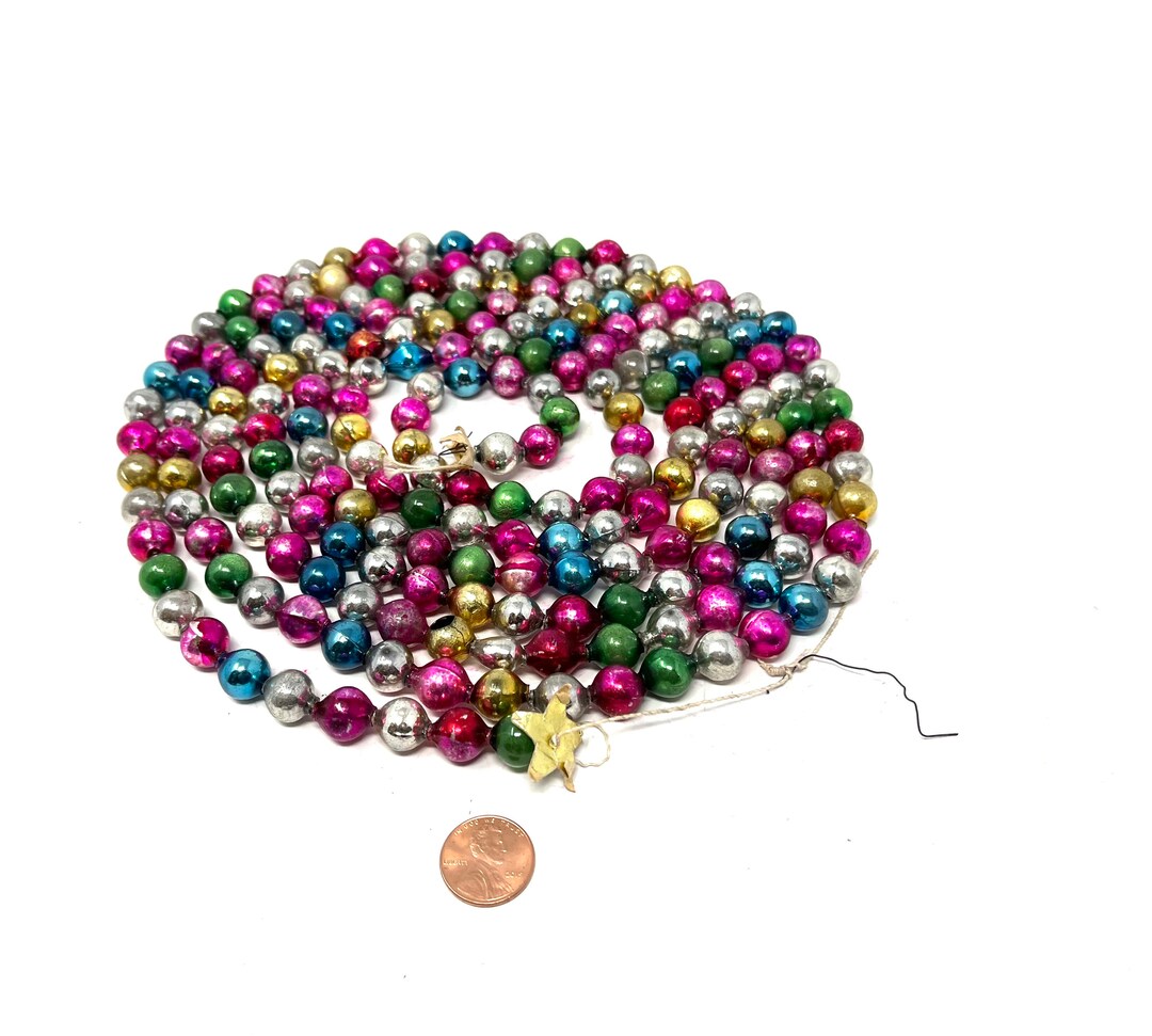 Antique Mercury Glass Bead Garland Multi Colored / Vintage Etsy