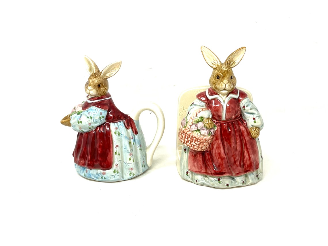 Vintage Otagiri Ceramic Mama Bunny Rabbit Creamer and Napkin Holder - Etsy